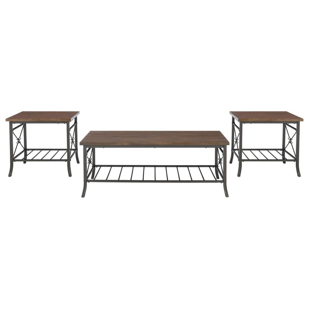 Linden Boulevard Harrison 3-Piece Table Set in Chestnut Brown and Dark Bronze, , large