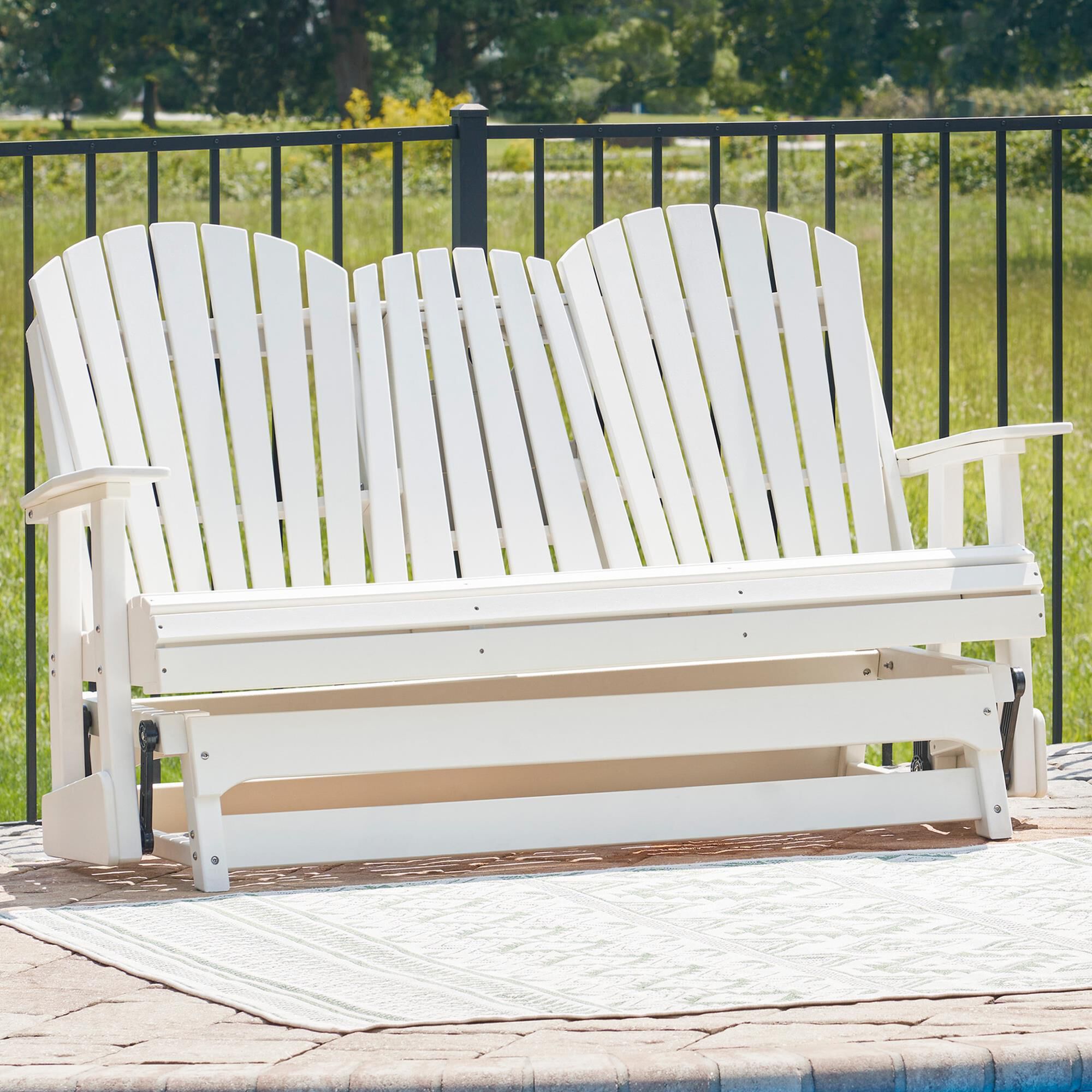 Ashley Hyland Wave Patio Glider Loveseat in White