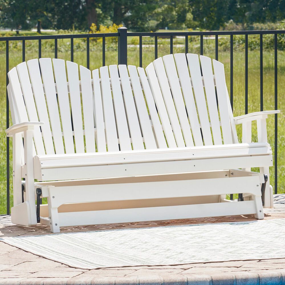 Ashley Hyland Wave Patio Glider Loveseat in White, , large