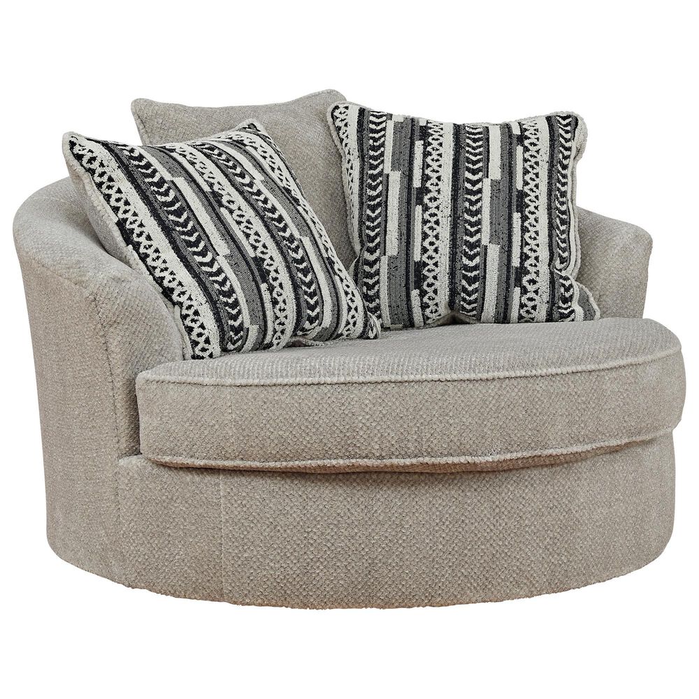 Ashley Calnita Oversized Swivel Accent Chair with Ottoman in Sisal, , large