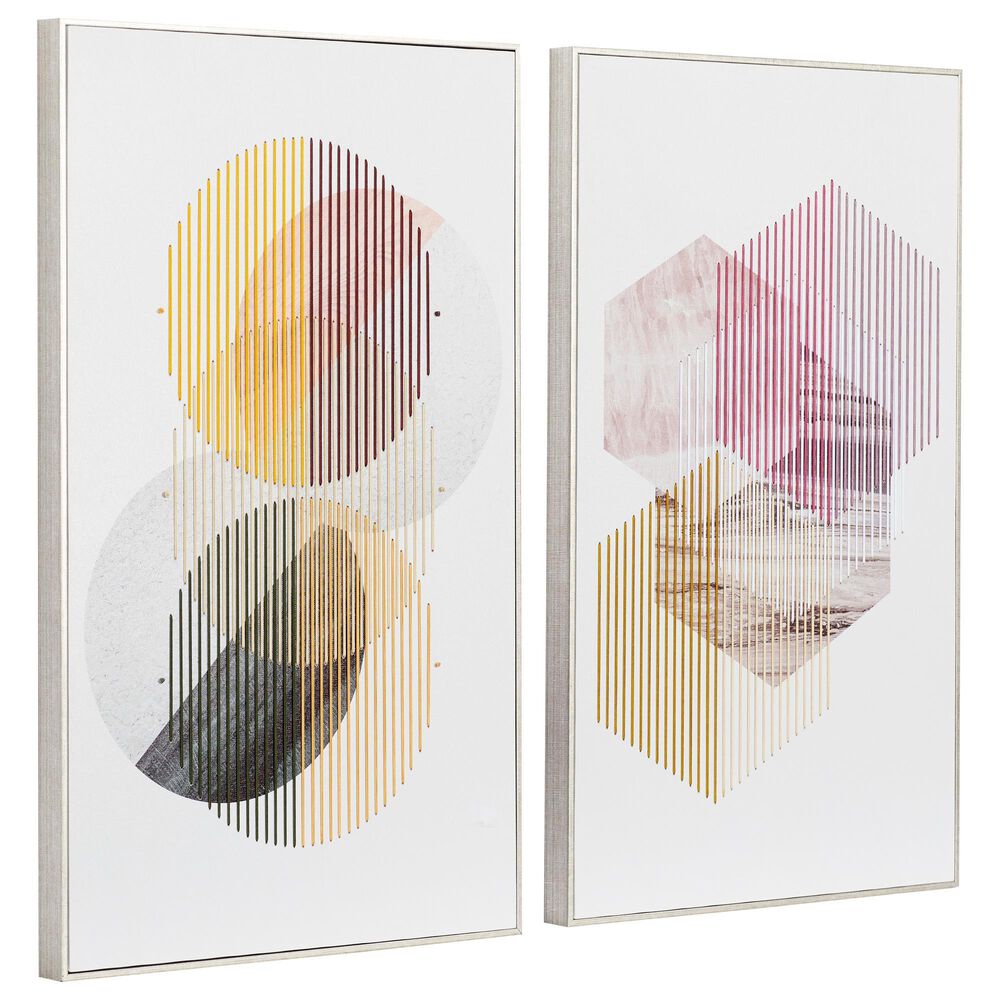 Maple and Jade Contemporary Wood Wall Decor in Pink (Set of 2), , large