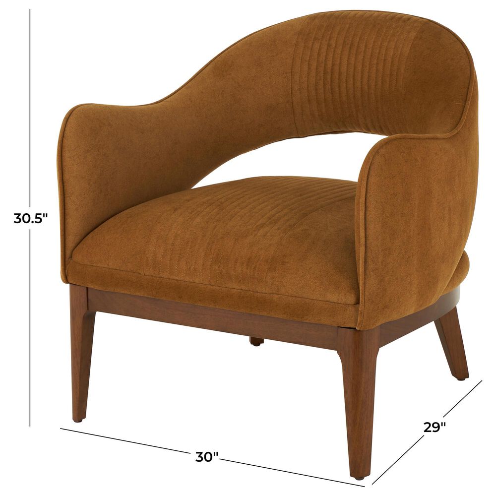 Maple and Jade Curved Back Accent Chair with Linear Pattern in Brown, , large