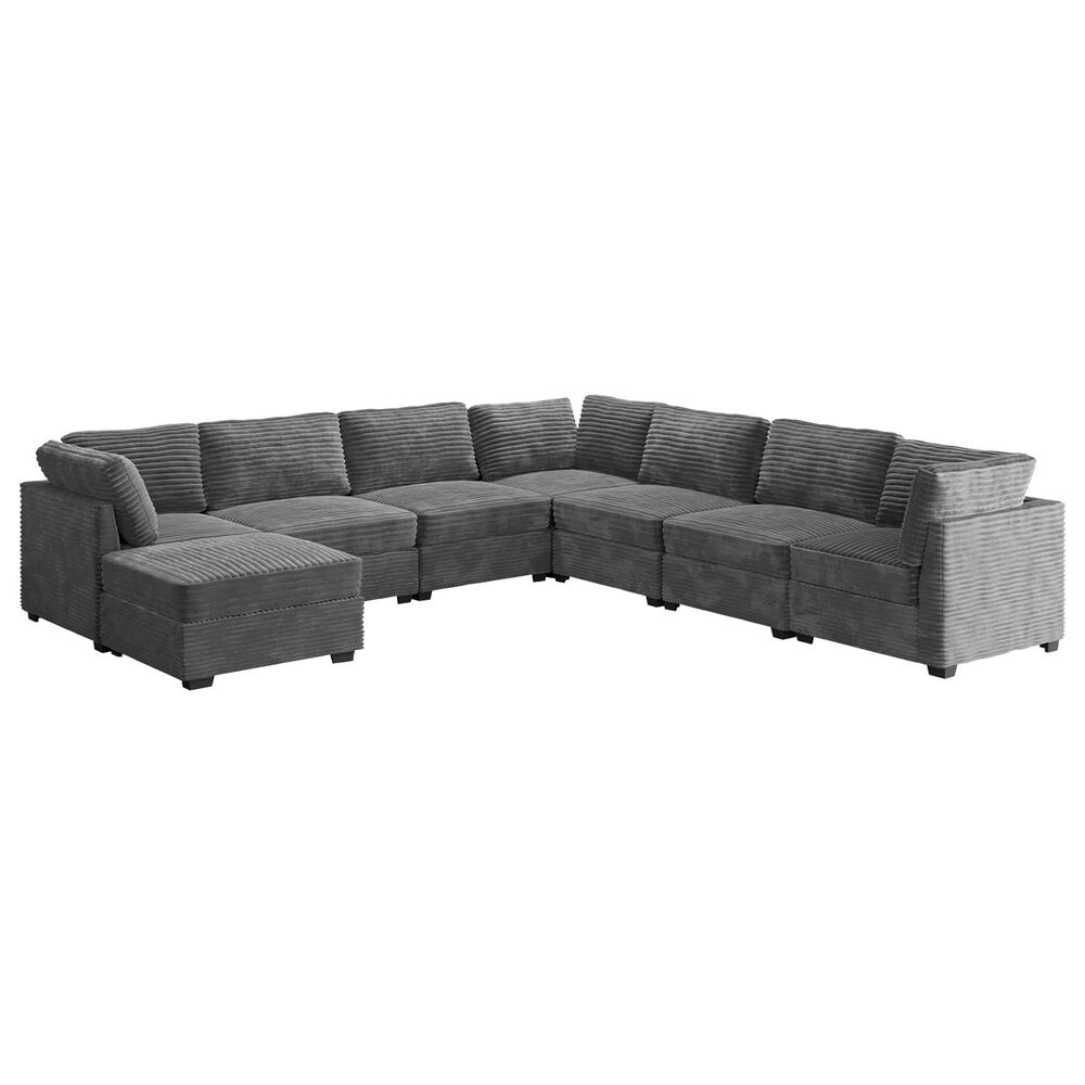 HOMLUX 8-Piece Mod L-Sectional with Chaise in Gray, , large