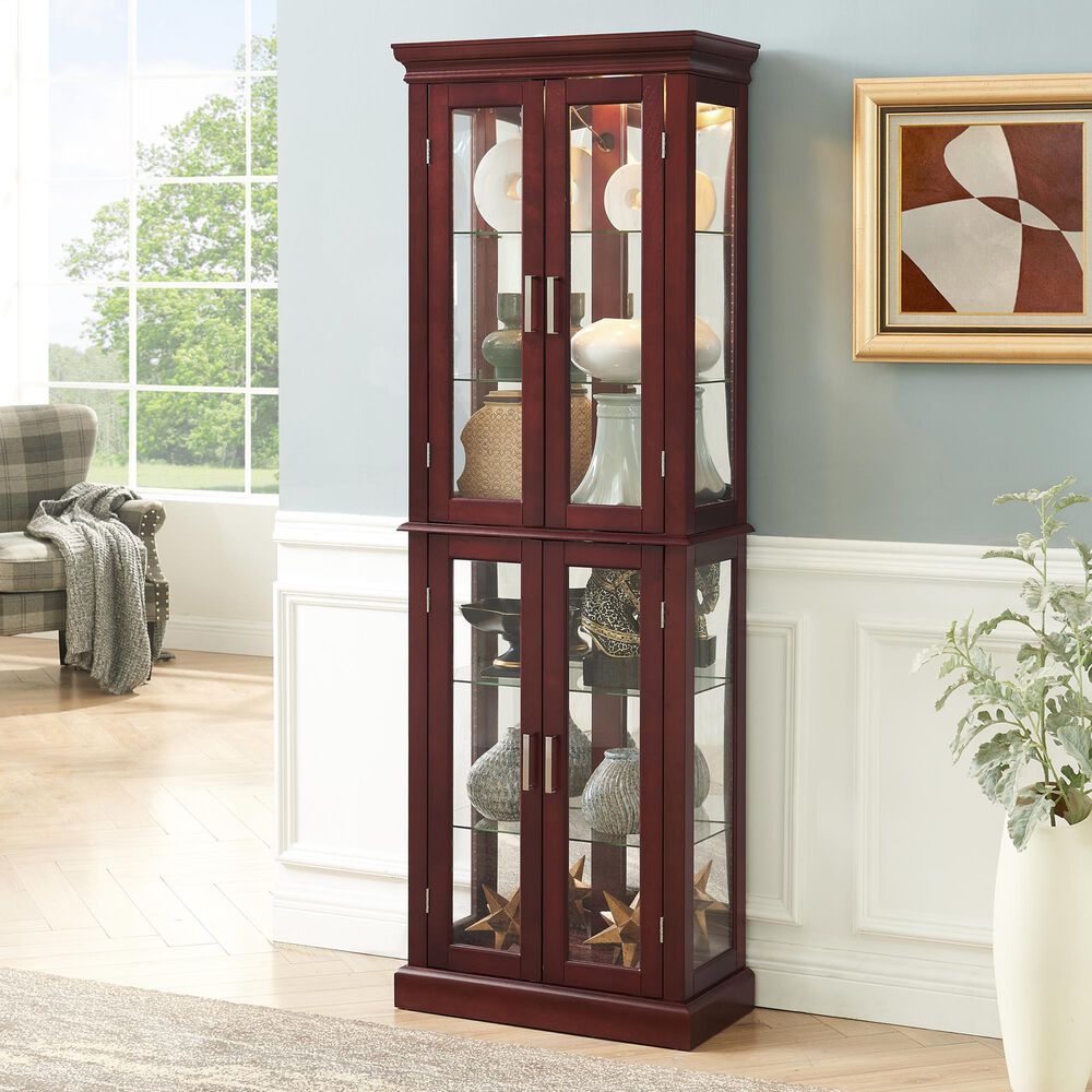 GigaCloud Curio Cabinet with Light in Cherry, , large