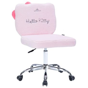 Impressions Vanity Hello Kitty Teddy Fur Swivel Vanity Chair in Silver, , large