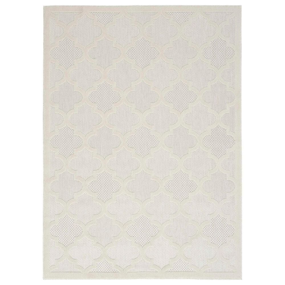 Nourison Easy Care 7" x 10" Ivory and White Indoor/Outdoor Area Rug, , large