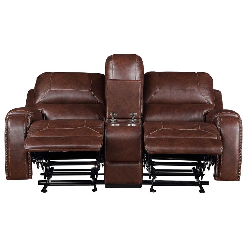 Crystal City Keily Manual Glider Reclining Loveseat in Brown, , large