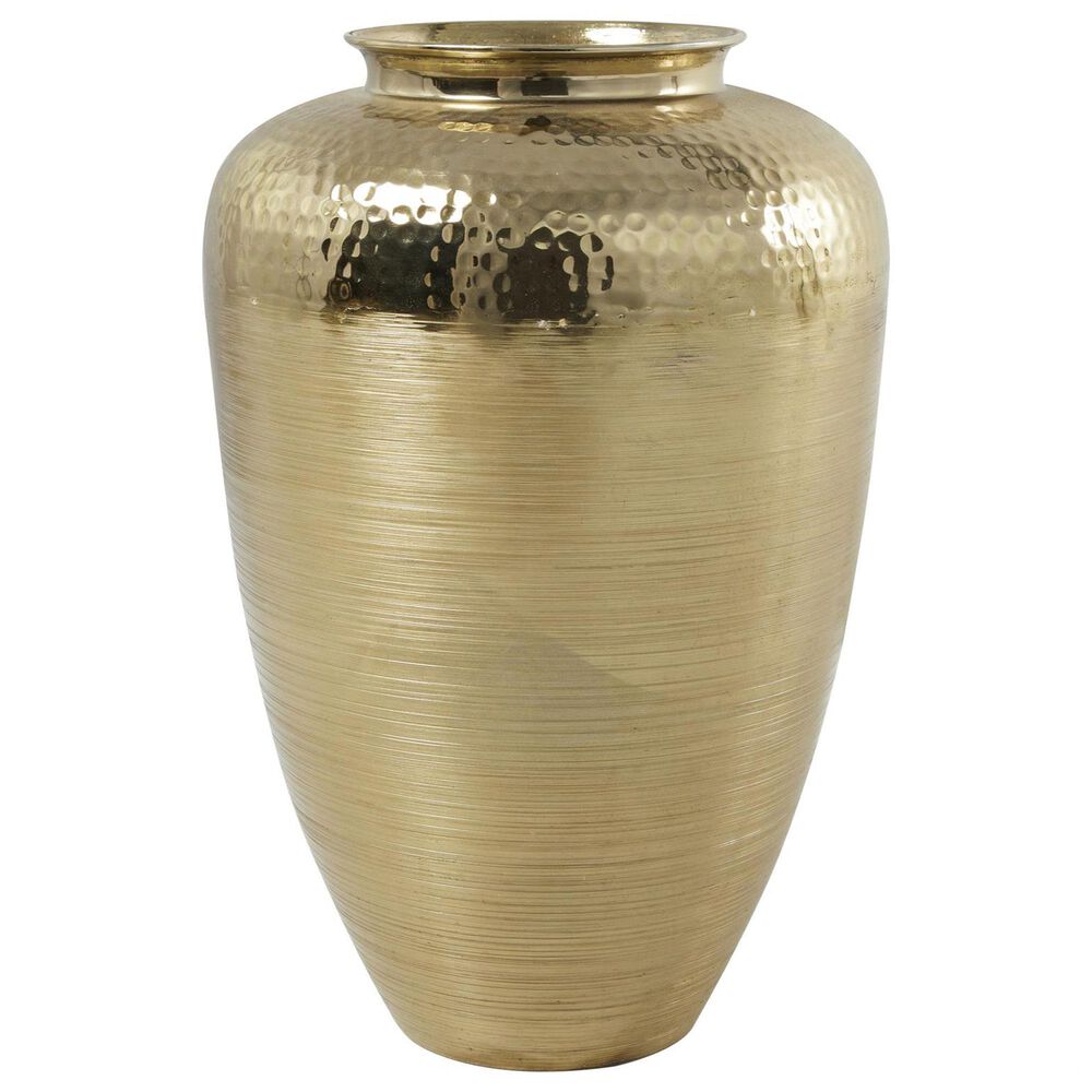 Maple and Jade 18&quot; Decorative Vase with Hammered Top in Brushed Gold, , large