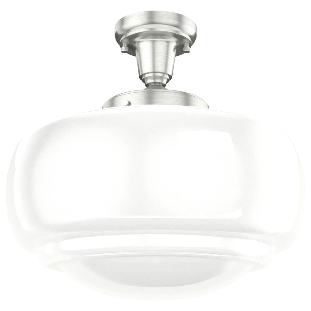 Hunter Saddle Creek 16&quot; 1-Light Pendant with White Shade in Brushed Nickel, , large