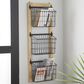 Maple and Jade 3-Slot Decorative Magazine Rack Holder with Suspended Baskets in Matte Black and Brown, , large