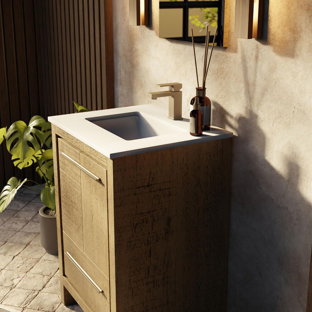 Lexora Home Lafarre 24&quot; Single Bathroom Vanity in Rustic Acacia with 2 cm White Cultured Marble Top and Rectangular Sink, , large