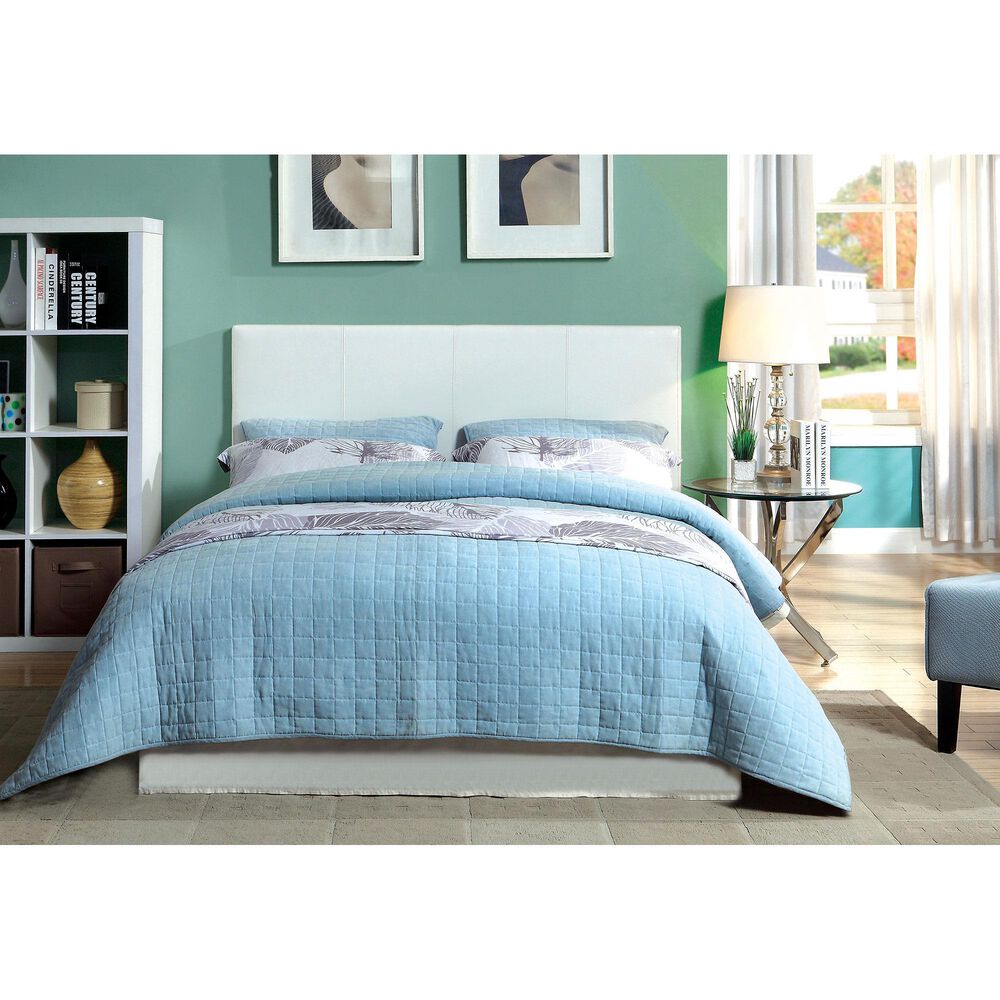 Furniture of America Tucker Queen Upholstered Bed in White, , large