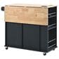 HOMLUX Kitchen Island with Power Outlet and Drop Leaf in Black, , large