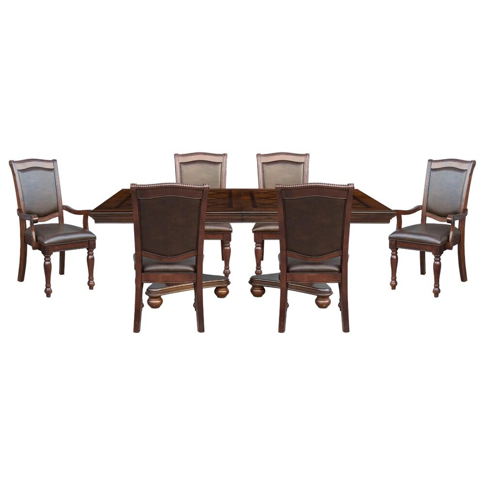 Homelegance Lordsburg 7-Piece Rectangular Dining Set in Brown Cherry, , large