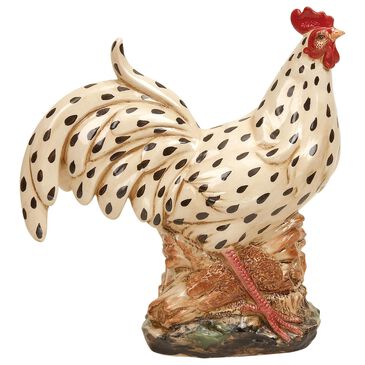 Maple and Jade Ceramic Garden Rooster Sculpture in Beige, Red, Brown and Black, , large