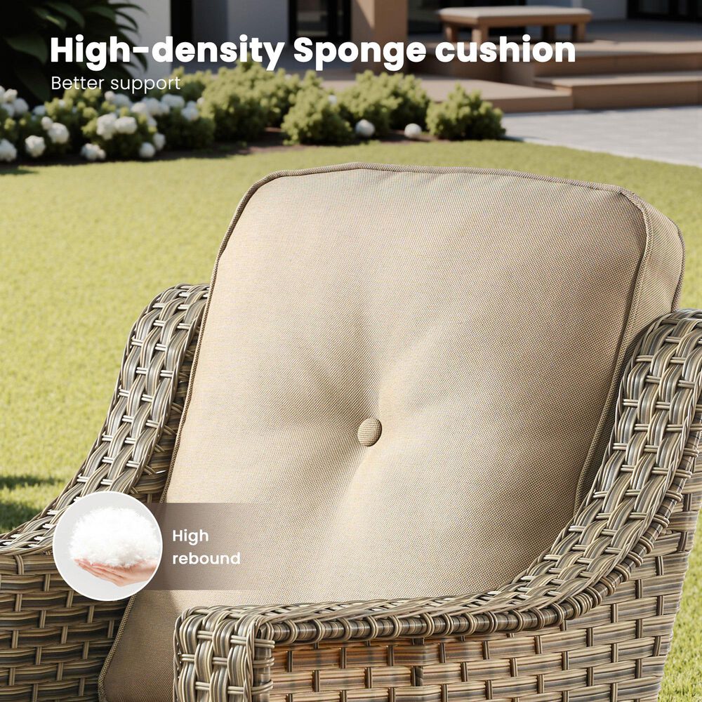 HOMLUX Outdoor Wicker Conversation Sofa in Beige, , large