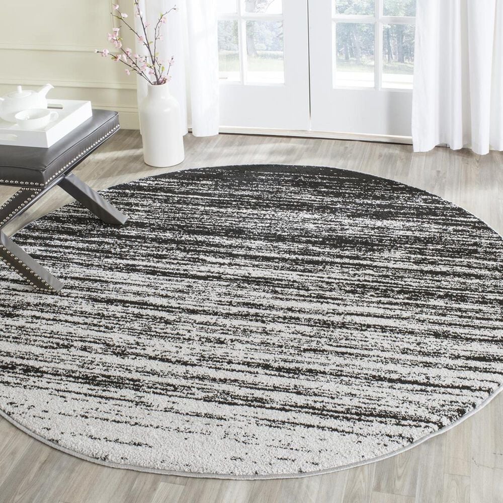Safavieh Adirondack ADR113A-6R 6" x 6" Silver/Black Round Rug, , large