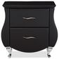 Baxton Studio Erin 2-Drawer Nightstand with Black Faux Leather Upholstery in Chrome, , large