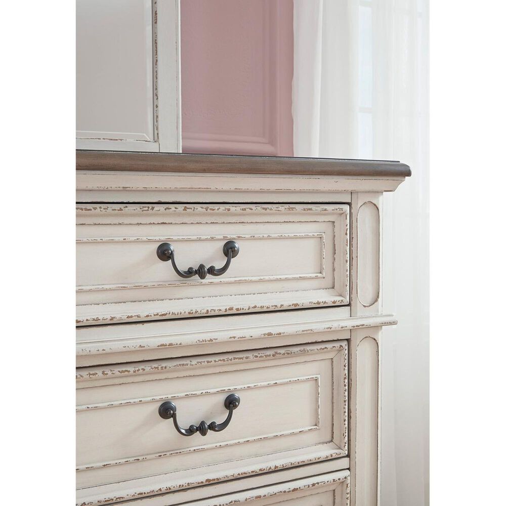 Ashley Realyn Vanity with Mirror and Stool in Chipped White and Brown, , large