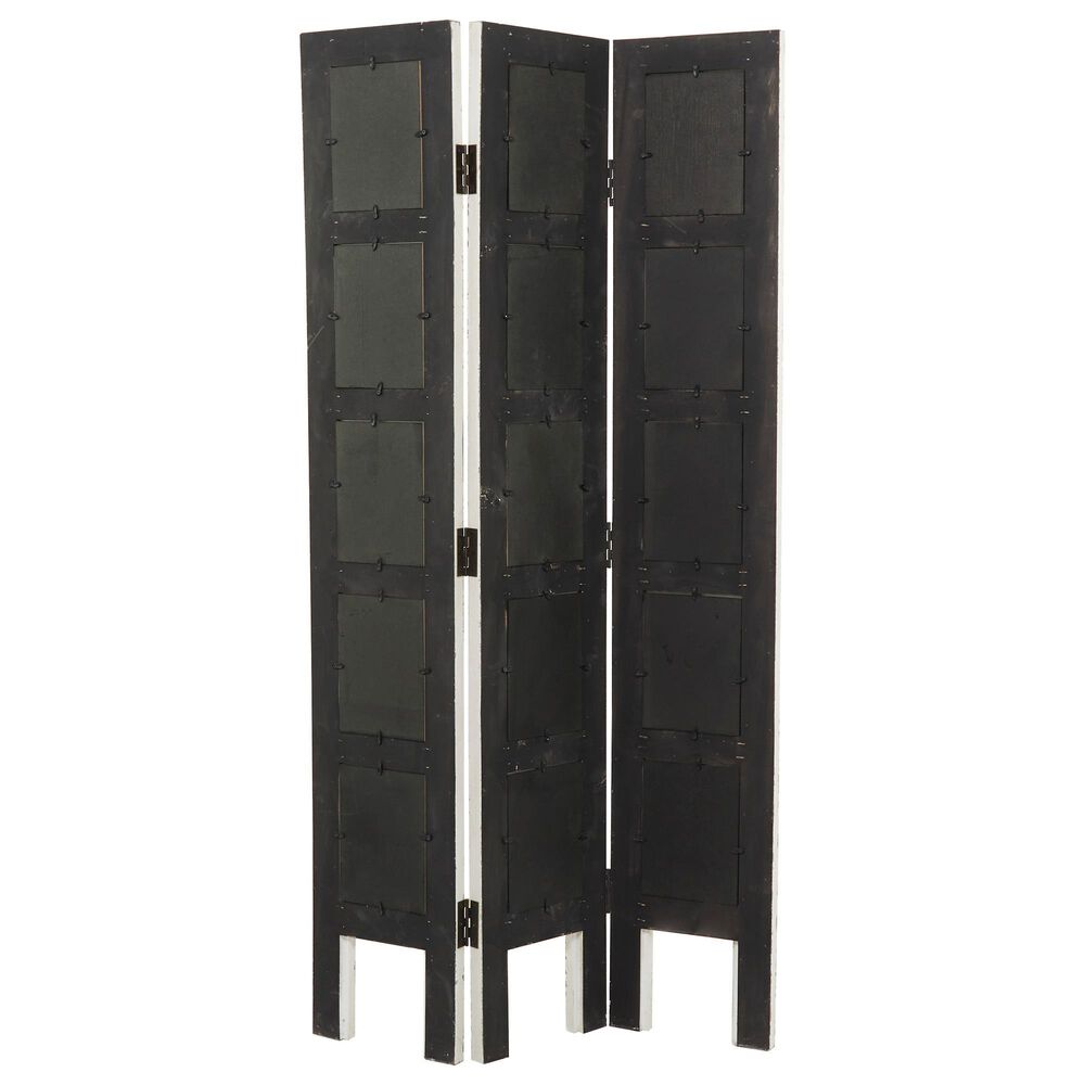 Maple and Jade Farmhouse Room Divider Screen in Distressed White, , large