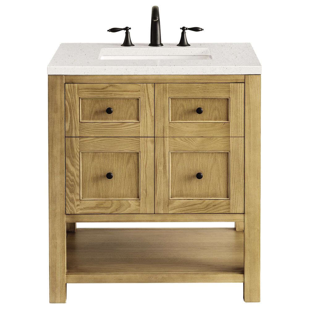 James Martin Vanities Breckenridge 30&quot; Single Bathroom Vanity in Light Natural Oak with 3 cm Lime Delight Quartz Top and Rectangular Sink, , large