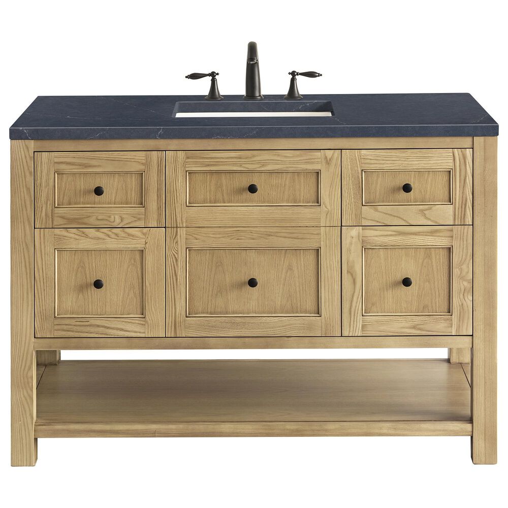 James Martin Vanities Breckenridge 48" Single Bathroom Vanity in Light Natural Oak with 3 cm Charcoal Soapstone Quartz Top and Rectangular Sink, , large