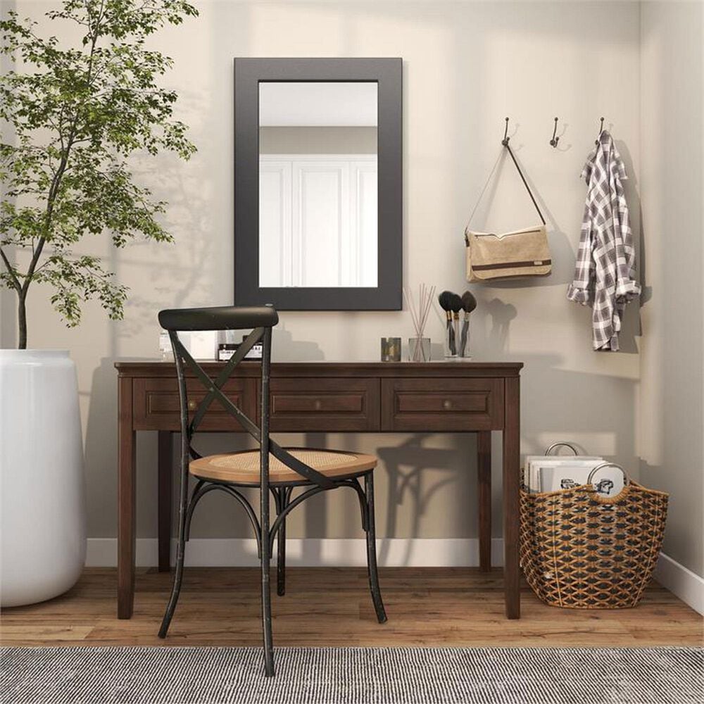 Maple and Jade 36&quot; Wood Rectangular Minimalistic Wall Mirror in Matte Black, , large
