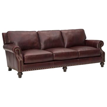 Hickorycraft 100" Stationary Leather Sofa in Oxblood, , large