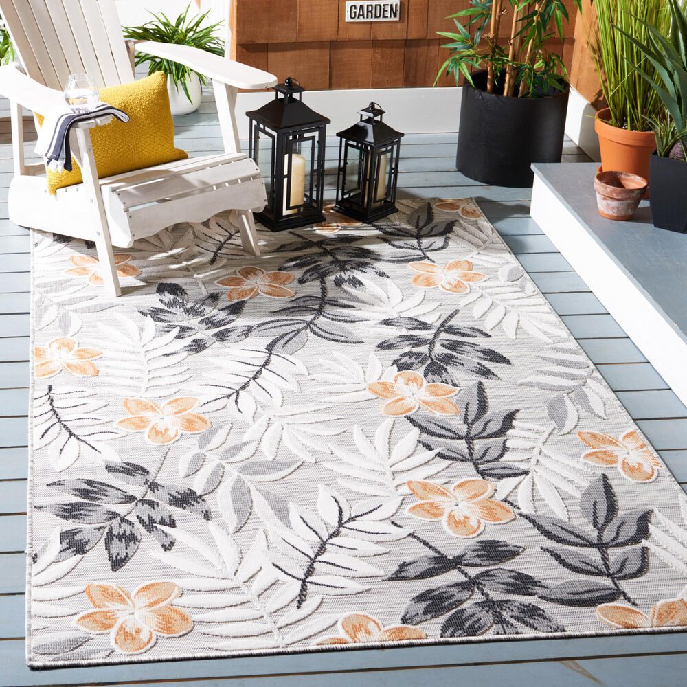 Safavieh Cabana CBN405A 4&#39; x 6&#39; Grey and Ivory Indoor/Outdoor Area Performance Rug, , large