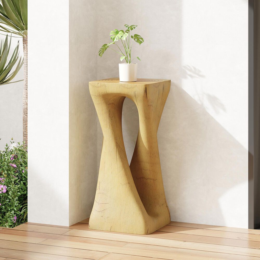 Hearth and Haven Outdoor End Table with Twist Design in Natural, , large