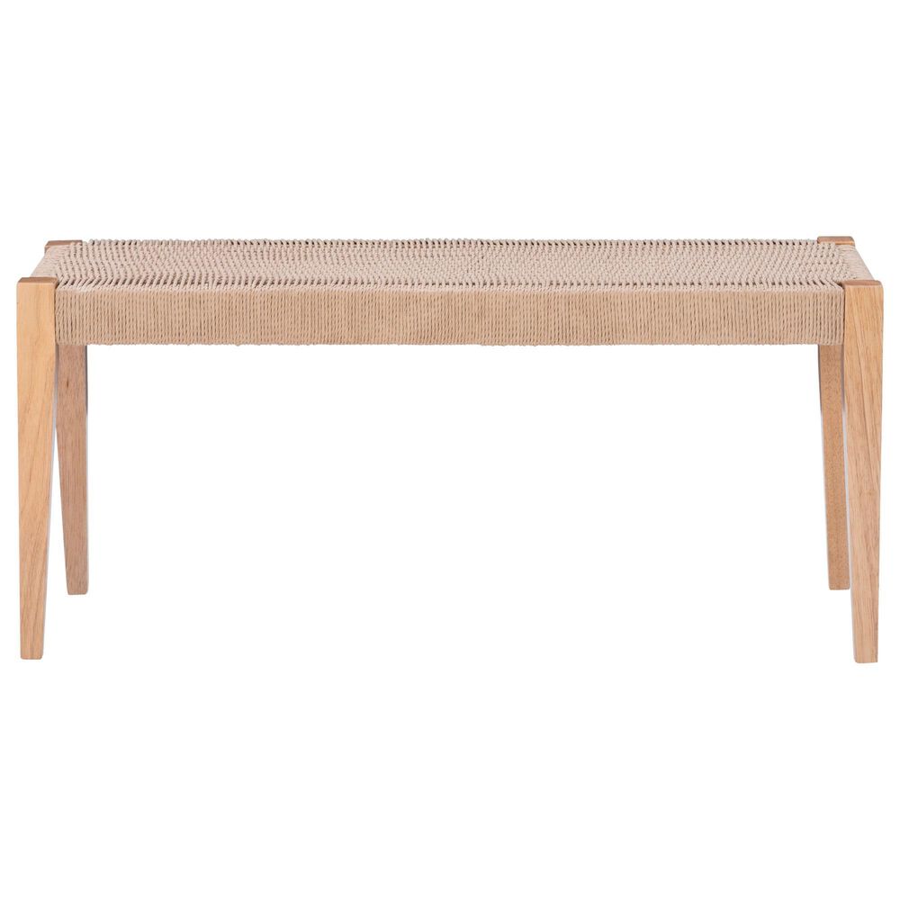 Linon Home Decor Cadence Bench with Woven Rope Seat in Natural, , large
