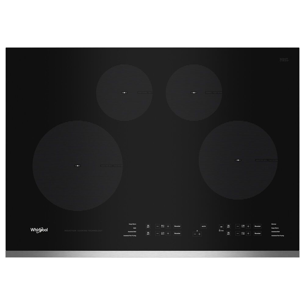Whirlpool 30" Electric touch Cooktop with 4 Elements in Black and Stainless Steel, , large