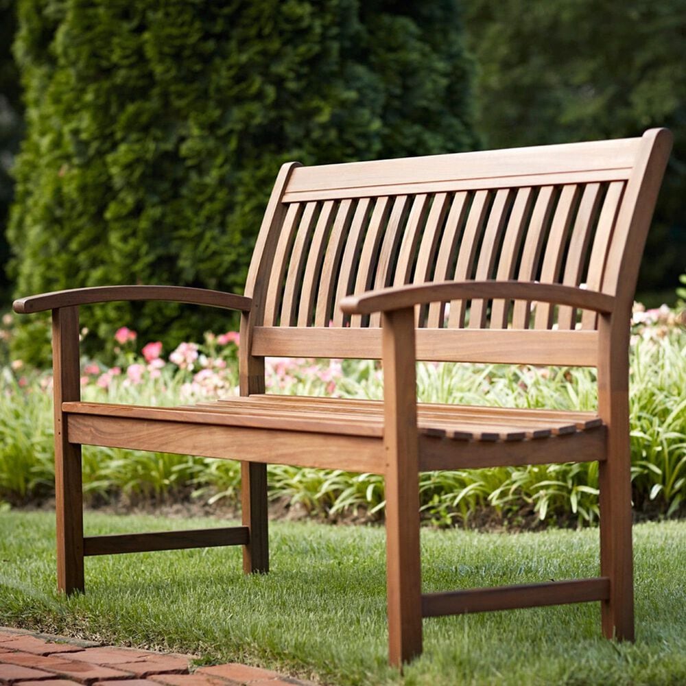 Jensen Outdoor Heritage Patio Garden Bench in Chocolate Brown, , large