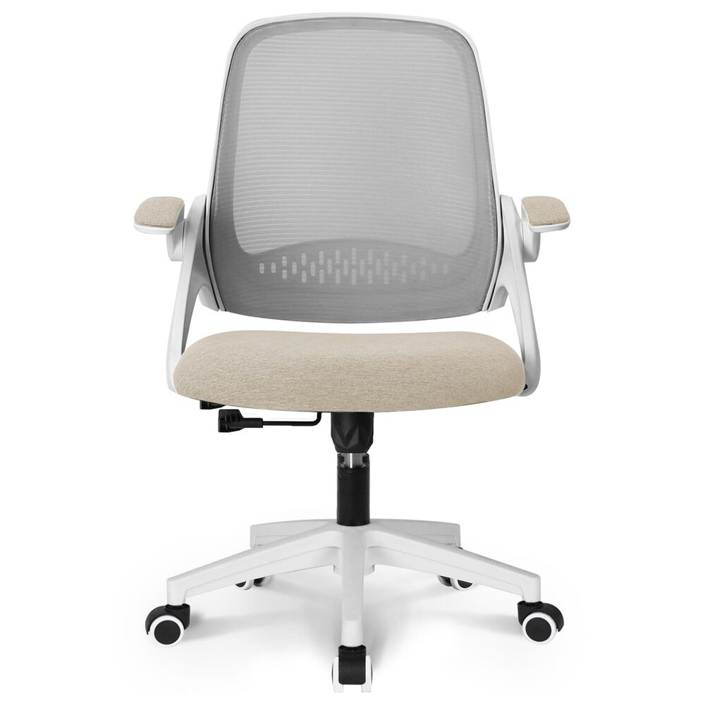 HOMLUX Swivel Ergonomic Office Chair with Flip Up Arms in Beige, , large