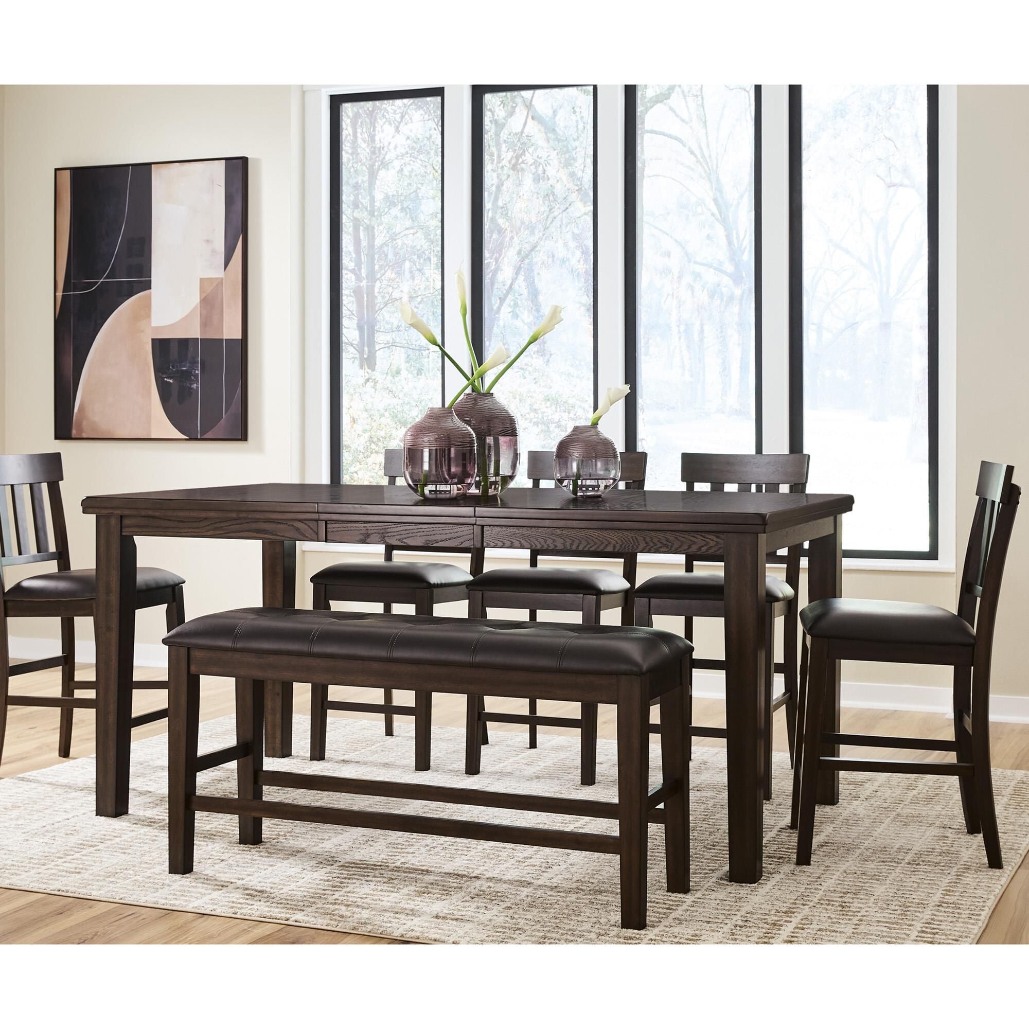 Ashley Haddigan 25.38 Faux Leather Dining Bench in Dark Brown