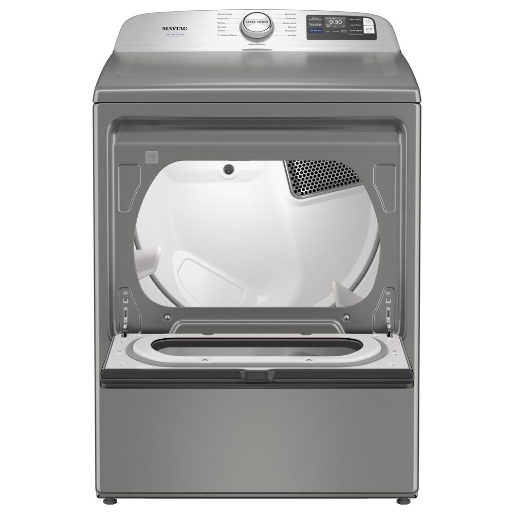 Maytag 5.2 Cu. Ft. Smart Pet Pro Top Load Washer and 7.4 Cu. Ft. Smart Top Load Electric Dryer with Pet Pro Option in Classic Silver, , large