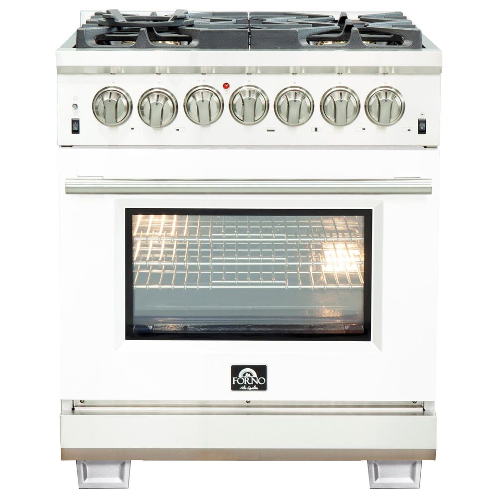 Forno Capriasca 30" Freestanding Dual Fuel Range in White and Stainless Steel, , large
