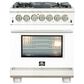 Forno Capriasca 30" Freestanding Dual Fuel Range in White and Stainless Steel, , large