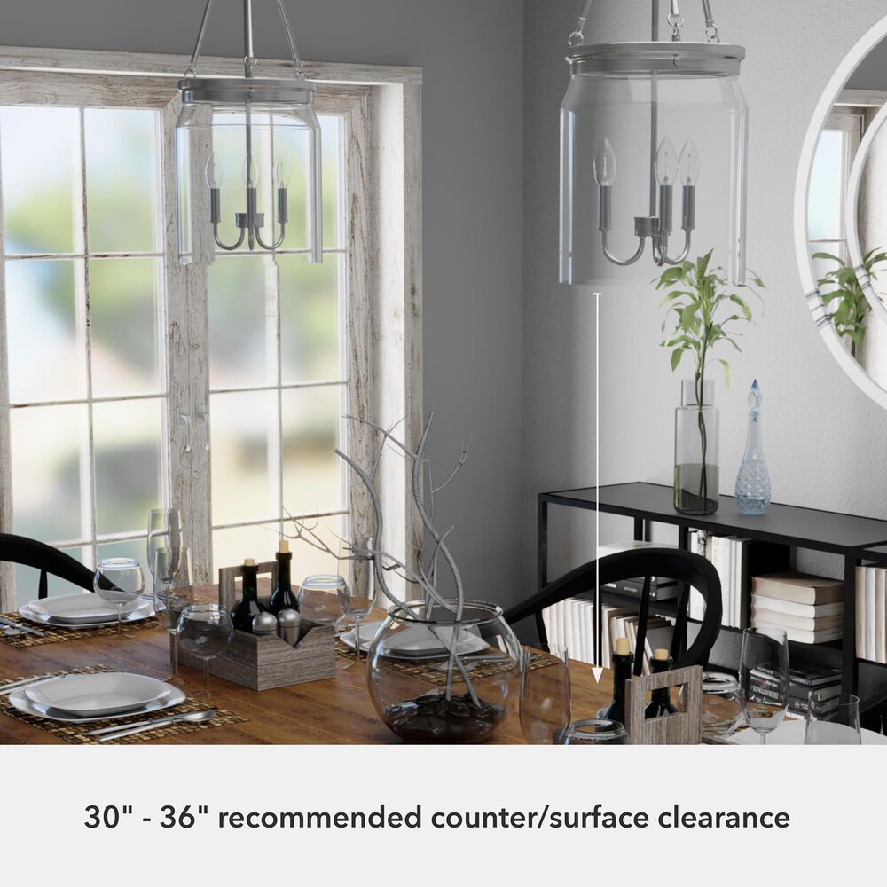 Hunter Devon Park 3-Light Pendant in Brushed Nickel, , large