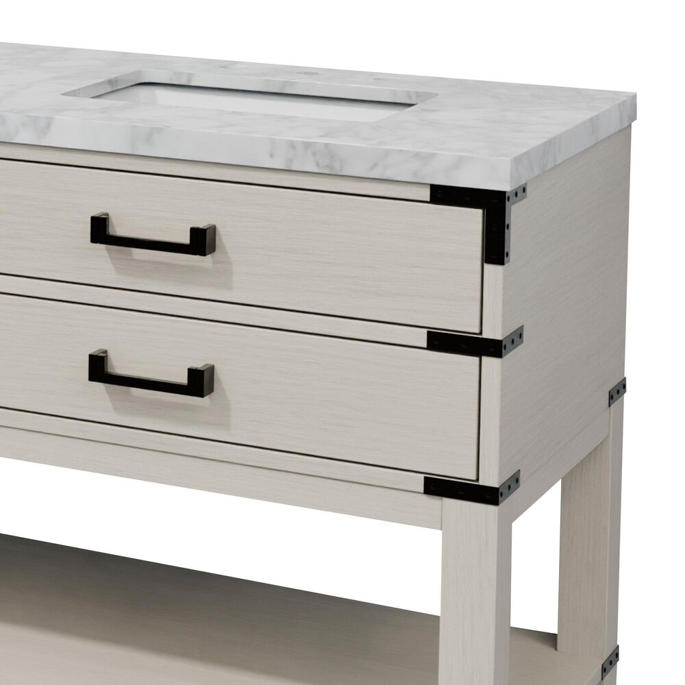 Lexora Home Norwalk 72&quot; Double Bathroom Vanity in White Oak with White Carrara Marble Top  and Rectangle Sink, , large