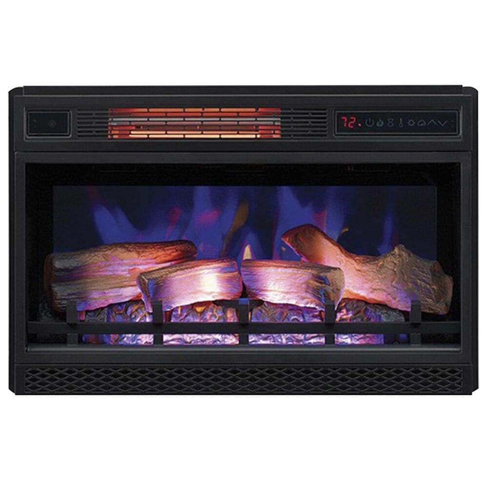 at HOME Cantilever 60&quot; TV Stand with Fireplace Insert in Black, , large