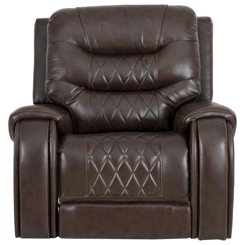 Linon Home Decor Barrett Power Glider Recliner in Rich Brown, , large