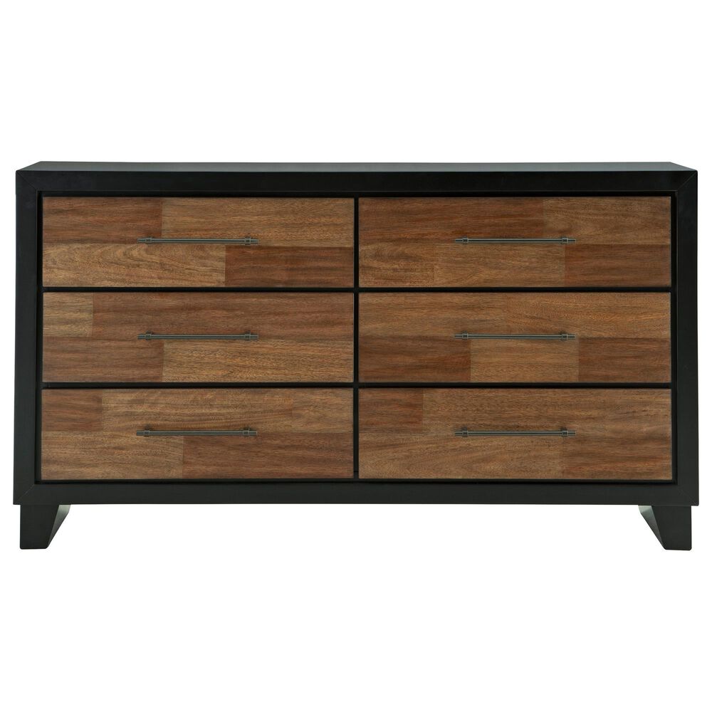 Ashley Kraeburn 6-Drawer Dresser in Brown and Satin Black, , large