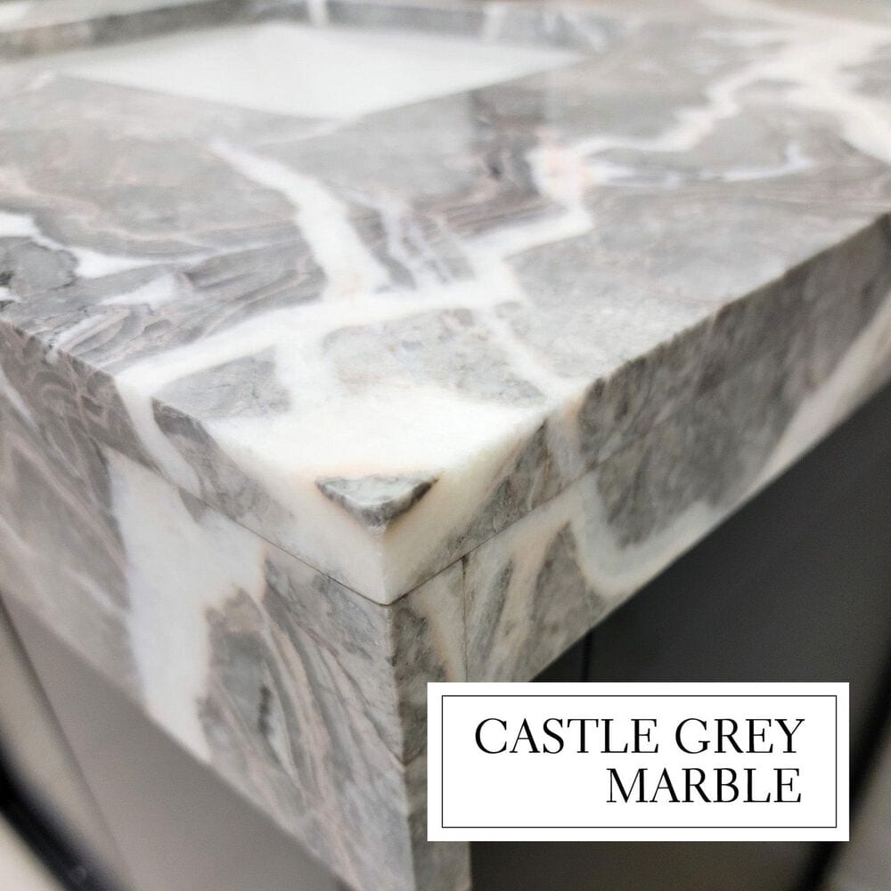 Lexora Home Zilara 36&quot; Single Bathroom Vanity in Black and Grey with 11 cm Castle Grey Marble Top and Rectangular Sink, , large