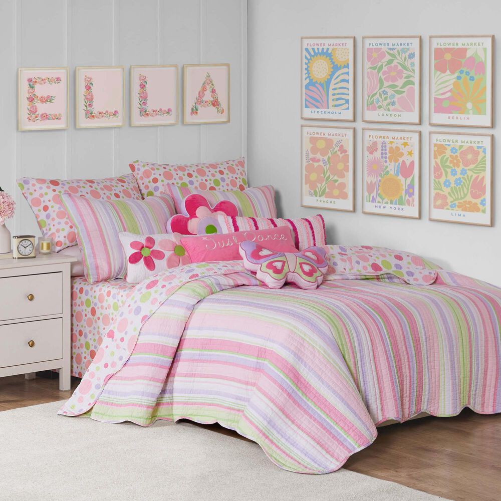 Levtex Merrill 3-Piece Full/Queen Quilt Set in Pink, Green and Purple, , large
