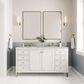 James Martin Vanities Chicago 60" Double Bathroom Vanity in Glossy White with 3 cm Victorian Silver Quartz Top and Rectangular Sinks, , large