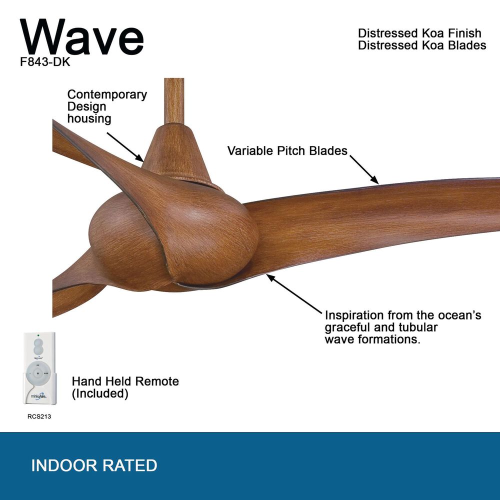 Minka-Aire Wave 52" Ceiling Fan in Distressed Koa, , large