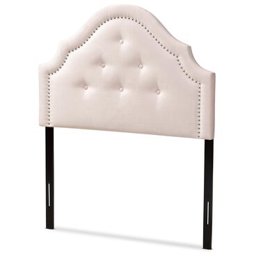 Baxton Studio Cora Twin Upholstered Panel Headboard in Light Pink, , large