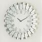 Maple and Jade Starburst Mirrored Decorative Wall Clock in Silver, , large