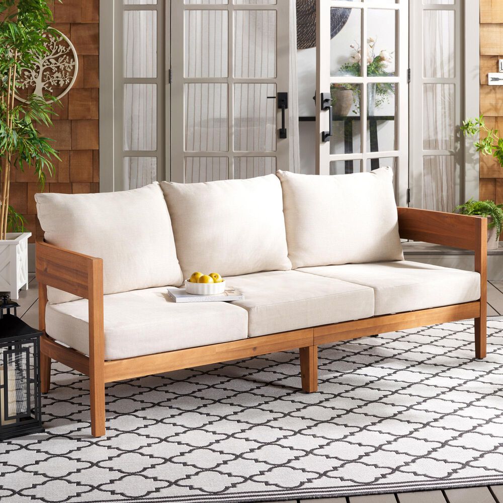 Safavieh Theo 3-Seater Outdoor Sofa in Taupe, , large